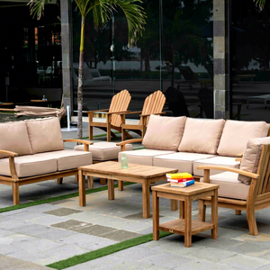 Contemporary Teak Solid Wood <b>Garden</b> Sofa Set with Cushions 6-Seater Patio Furniture - Product Image 1