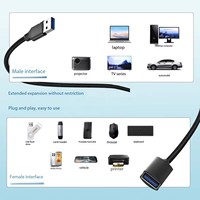 Cable de extensión USB 3.0, cable macho a hembra de alta transferencia de datos, compatible con cámara web, teclado, unidad flash, disco duro, impresora