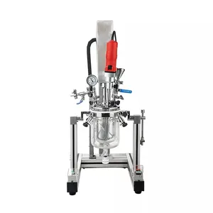 Emulsifier Homogenizer Reactor Lab Vacuum Mixer for Cosmetic Cream Lotion Paste with 1-10L Glass Mixing Tank