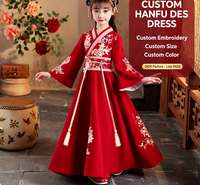 Robe longue traditionnelle chinoise Hanfu pour filles, costume ethnique vintage, robe de danse pour le Festival du Printemps, fête d'anniversaire, impression personnalisée