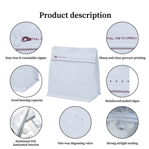 Bolsa <span class=keywords><strong>de</strong></span> Fondo Plano <span class=keywords><strong>de</strong></span> Alta Calidad a Prueba <span class=keywords><strong>de</strong></span> Olores, Sellada por 8 Lados, con Válvula <span class=keywords><strong>y</strong></span> Cierre, para Granos <span class=keywords><strong>de</strong></span> Café - Product Image 5