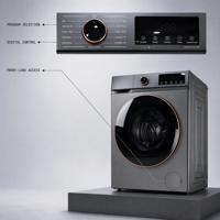 Lave-linge à chargement frontal 10 kg avec technologie Inverter, entièrement automatique, stérilisation à la vapeur, pour usage domestique et commercial