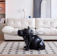 Hippo rétro-créatif moderne table basse en verre trempé table centrale de concepteur pour la maison ou l'hôtel bar meubles en métal