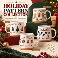 Mug à café en céramique personnalisé imprimé en gros, motif élan peint à la main, 11 oz, emballé dans une boîte cadeau, cadeau de Noël haut de gamme