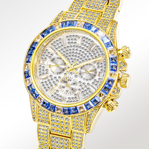 Reloj de Moda de Alta Gama con Bisel Arcoíris, Estilo Hip-hop, Completamente Adornado con Diamantes, Calendario Semanal de 24 Horas, Multifunción, Movimiento Citizen, Aleación - Product Image 2