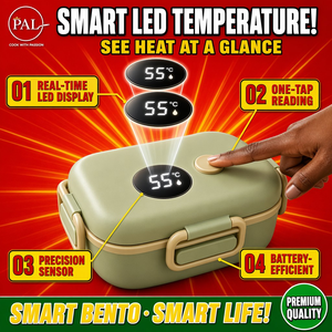 กล่องข้าวสี่เหลี่ยมสแตนเลส PAL Smart LED รุ่น 1000 มล. สีเขียวมาการอง + สีขาวงาช้าง พกพาสะดวก 4 ชั่วโมง สำหรับครอบครัวชาวแอฟริกัน - Product Image 2