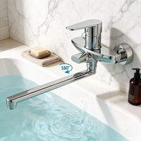 Robinet de salle de bain moderne à poignée unique, mural, rotatif, en alliage de zinc, avec noyau en céramique, adapté aux hôtels et appartements