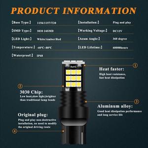 หลอดไฟเบรค LED สำหรับรถยนต์, ใหม่1156 BA15S Bau15s 1157 BAY15D T20 7443 24SMD 3030 - Product Image 5