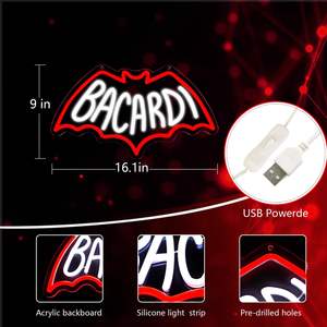 Enseigne néon <span class=keywords><strong>Bacardi</strong></span> Rum, Décoration murale LED alimentée par USB pour bar à domicile, club, cave à homme et cadeaux - Product Image 2