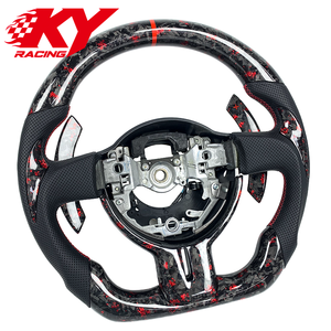 Volant sport personnalisé en fibre de carbone forgée rouge, cuir noir, avec palettes de changement de vitesse pour Toyota 86 GT, Scion FR-S, Subaru BRZ - Product Image 2