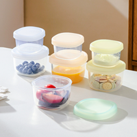 Boîte de rangement alimentaire en silicone platine de qualité alimentaire 100ML 200ML, très transparente, étanche et incassable pour enfants et adultes