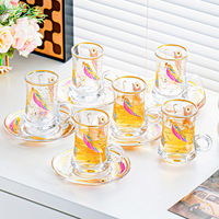 Moyen-Orient turquie créatif Transparent or estampillé décalcomanies verre café Latte tasse et soucoupe ensemble