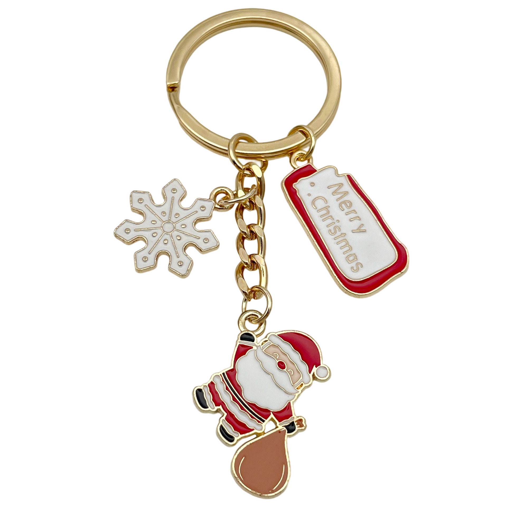 Porte-clés assiette flocon de neige Père Noël rouge de Noël
