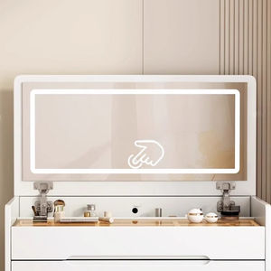 Espejo Iluminado con Cajones, Juego <span class=keywords><strong>de</strong></span> Taburete <span class=keywords><strong>de</strong></span> Tocador, Vestidor Moderno y Minimalista para Dormitorios <span class=keywords><strong>Pequeños</strong></span> - Product Image 6