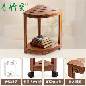 Étagère d'angle pour salle de bain Green Bamboo Guest Corner, en bois massif, 30 cm, étagère de rangement multi-usages pour salle de bain et douche - Product Image 4