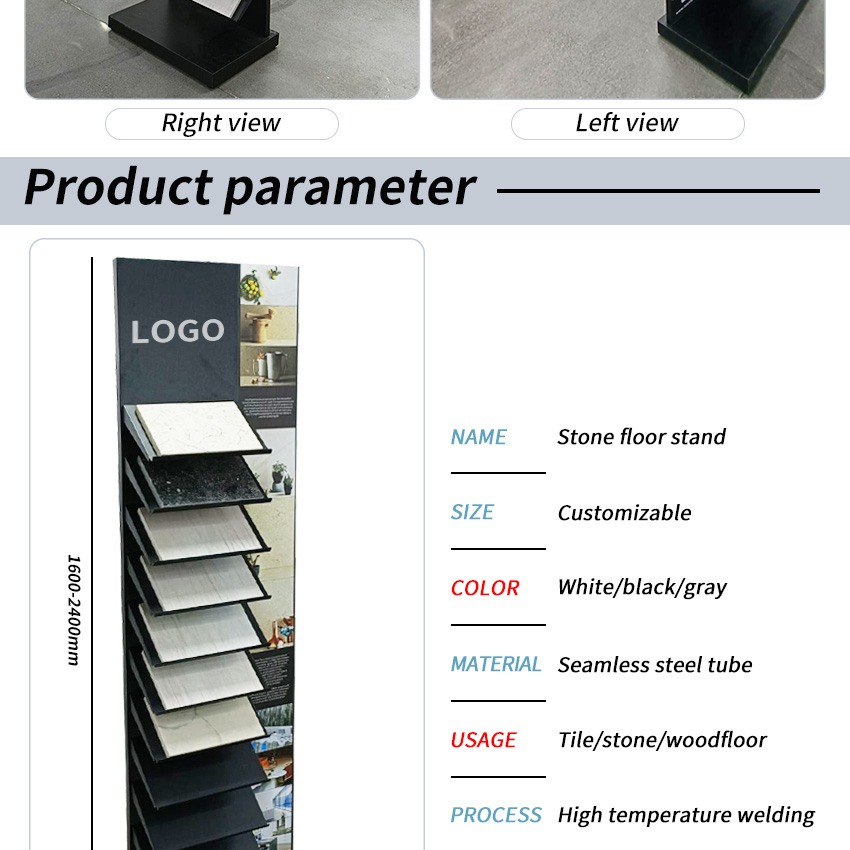 Exhibition Factory Waterfall Floor Quartz Display Stands Granite Marble Sample Rack Floor Standing Ceramic Tile Stone Display
