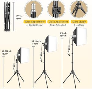 Softbox ชุดไฟถ่ายภาพ, 16 ''x 16'' ชุดไฟ softbox มืออาชีพพร้อมหลอดไฟ LED 85W 3000-7500K, - Product Image 3
