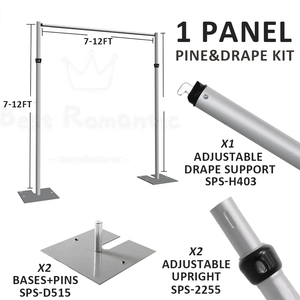 Support de toile de fond réglable en tuyau et drapé de 12 x 12 pieds, 1 panneau, pour banquet, mariage, fête, support de toile de fond d'affichage, arche - Product Image 5