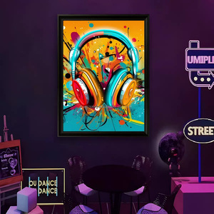 Headphones LED picture frame neon indoor hanging <b>wall</b> decoration luminous hanging painting USB powered <b>dimmable</b> ambient <b>light</b> 5V - Product Image 5
