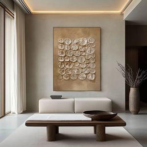 Arte Mural 3D Vertical de Gran Tamaño en Tonos Tierra, Estilo Wabi Sabi, sobre Lienzo, Arte Mural Contemporáneo para Decoración Moderna del Hogar y Galería - Product Image 4