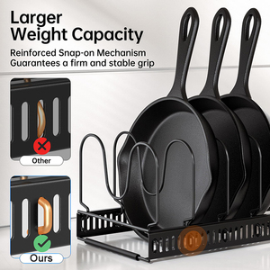 Wideny Organisateur de <span class=keywords><strong>casseroles</strong></span> et poêles en métal Organisateur d'armoires de <span class=keywords><strong>cuisine</strong></span> extensible et durable Support de rangement pour <span class=keywords><strong>casseroles</strong></span> et poêles - Product Image 2