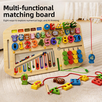 Tableau d'activités en bois 8-en-1 avec pêche magnétique, labyrinthe de perles, tri de toupies, numéros à lacer, pour l'apprentissage précoce des mathématiques, pour enfants, CE CPC, vente en gros, OEM, personnalisé