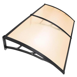 Toldo de puerta de <span class=keywords><strong>policarbonato</strong></span> para exterior, toldo para puerta de ventana, toldo marrón con soporte negro, toldo de plástico y aluminio de PVC - Product Image 3