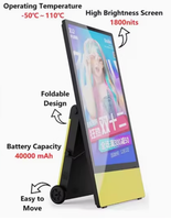 Kiosque publicitaire LCD sur pied, 43 pouces, haute luminosité, affichage numérique interactif mobile