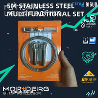 Accessoires de câble multifonctionnels en acier inoxydable de 5 m, cordes à linge pliables, ensemble de tiges de rideaux avec composants métalliques