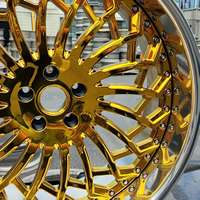 Jantes forgées MX2 en deux parties, chrome doré, finition polie, 18 19 20 21 22 pouces, 5x112 5x120 pour S Class 7 Series A8 Panamera Ghost