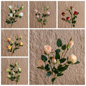 5-Head Retro Roasted Edge Rose Artificial <b>Silk</b> <b>Flower</b> Fire Roasted Rose Artificial <b>Flower</b> Table Decoration for Home Easter - Product Image 4