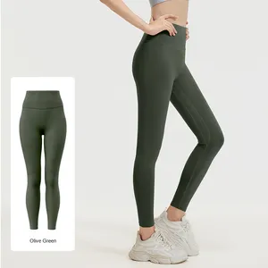 Pantaloni da Yoga sportivi con Lifting a <span class=keywords><strong>vita</strong></span> alta 2025 da donna pantaloni da Yoga <span class=keywords><strong>senza</strong></span> <span class=keywords><strong>cuciture</strong></span> aderenti alla moda color pesca con Logo <span class=keywords><strong>in</strong></span> <span class=keywords><strong>vita</strong></span> - Product Image 1