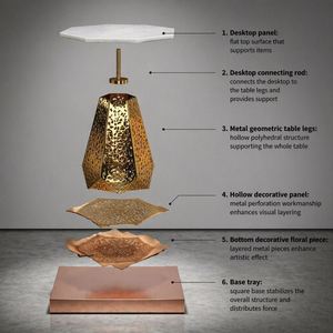 <b>Rose</b> <b>Gold</b> Plated Stainless Steel <b>Side</b> <b>Table</b> Marble Metal Accent <b>Table</b> Modern Bedroom Living Room - Product Image 6