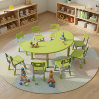 Ensemble table et chaises pour enfants en forme de lune pour salle de classe préscolaire, fournitures scolaires pour écoles publiques