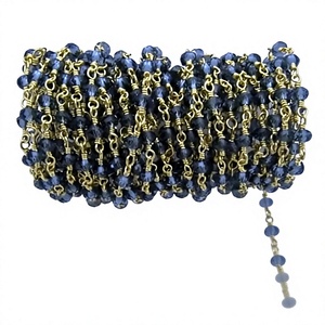 London Blue Topaz Hydro Quartz <b>Rosary</b> Chain Rondelle Faceted Beaded 3mm Size Hydro Quartz Bead Chain - Product Image 1