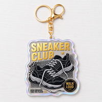 Porte-clés en acrylique personnalisé sur le thème des chaussures de sport, porte-clés personnalisé, vente en gros, souvenir, cadeau EYD