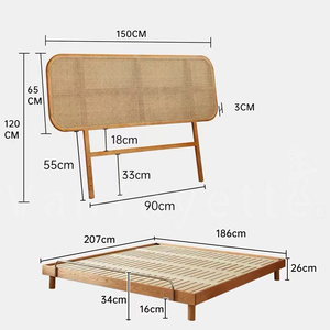 Chêne Frêne Bois Hôtel Chambre à coucher Salon Intérieur Rotin <span class=keywords><strong>Lit</strong></span> Tête Décor Roi <span class=keywords><strong>Lit</strong></span> Queen - Product Image 5