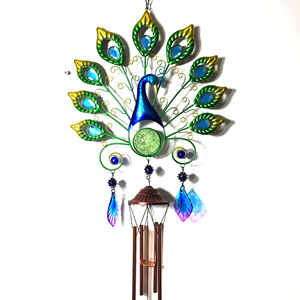 Solar Peacock Wind Chime <b>Light</b> Led Pendant Iron Art Indoor Entryway Decor Sensor Control E27 12V DC - Product Image 5