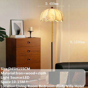 Lampe de bureau, lampe de chevet de <span class=keywords><strong>chambre</strong></span> à <span class=keywords><strong>coucher</strong></span>, lampe sur pied en bois massif rétro américaine, lampe de sol en tissu, <span class=keywords><strong>luminaire</strong></span> de <span class=keywords><strong>chambre</strong></span> principale de style français - Product Image 5
