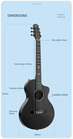 Gitar Akustik Folk Komposit Karbon Natasha 38 Inch Senar Baja untuk Pemula Siswa dengan Inlay Tata Surya dan Peg Tuning Tombol Tertutup