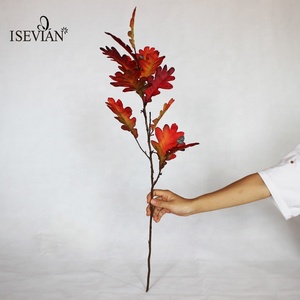 ISEVIAN Inverno Impianto Acorn foglia Artificiale Foglie Rosse con Bacche per la Cerimonia Nuziale - Product Image 2