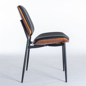 DB A&A Mid Century Modern Retro <b>Dining</b> <b>Chairs</b> Set 2 Faux Leather <b>Walnut</b> Bentwood Back PU Upholstered Seat Light Furniture - Product Image 5