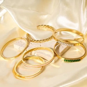 For <b>BANGLES</b> Cross Border Multi Innovative White Label <b>Engraved</b> Logo Service Weight Per Meter Stainless Steel 18K Gold - Product Image 3