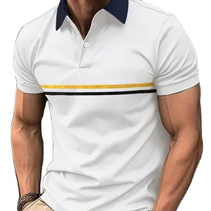 남자의 폴로 셔츠 골프 셔츠 캐주얼 휴일 옷깃 쿼터 지퍼 반팔 패션 기본 색상 블록 여름 레귤러 티셔츠
