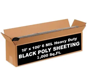 Plastic Poly Sheeting Tarp 12ft by 100ft 6mil Clear Black Polyethylene sheeting roll