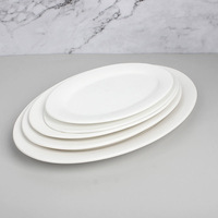 Vente en gros d'assiettes blanches en céramique pour restaurant assiettes modernes de cuisine assiettes ovales