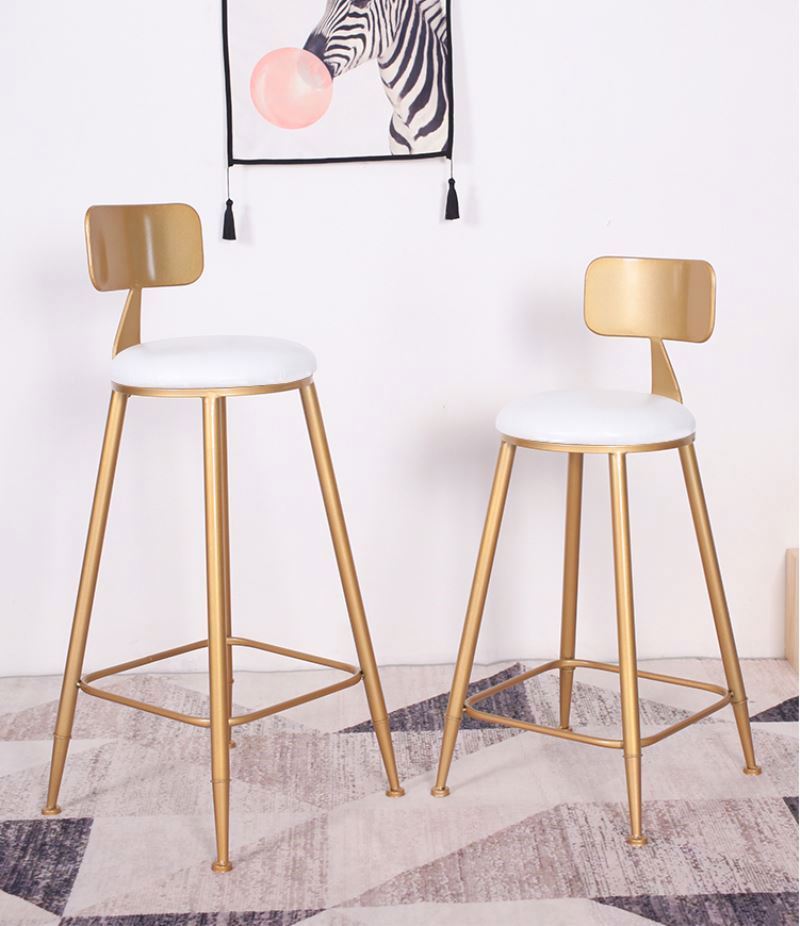 Nordic Bar Stool – Modern Iron & Solid Wood Counter Stool with Backrest for Home, Kitchen & Bar - View 2