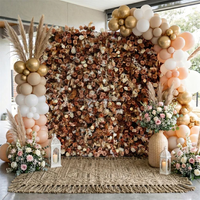 MoKtong Boho Chic Stijl Bloemenwandpaneel 5D met Kunstzijde Pampasgras Gedroogde Bloemen Groen voor Rustieke Evenementendecoratie