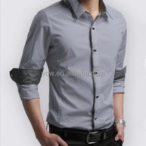 เสื้อเชิ้ตเดรสทรงเข้ารูปผ้าฝ้ายแท้ 100% ดีไซน์ล่าสุดสำหรับผู้ชาย ขายส่ง - Product Image 1