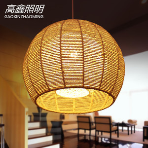 Lámpara colgante de ratán, base redonda para bombilla E27, cabezal único, para iluminación de salón de té, restaurante, balcón - Product Image 3